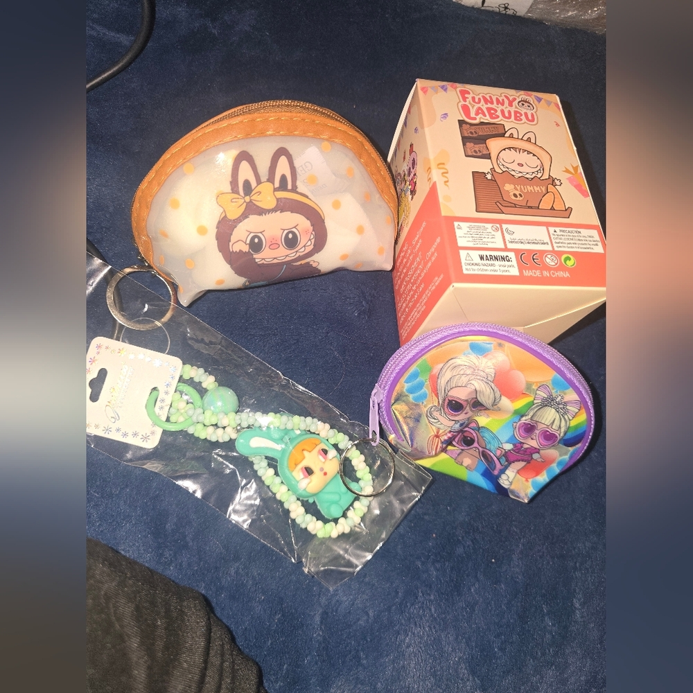 Labubu Coin Pouches, Keychain Set, and accessories